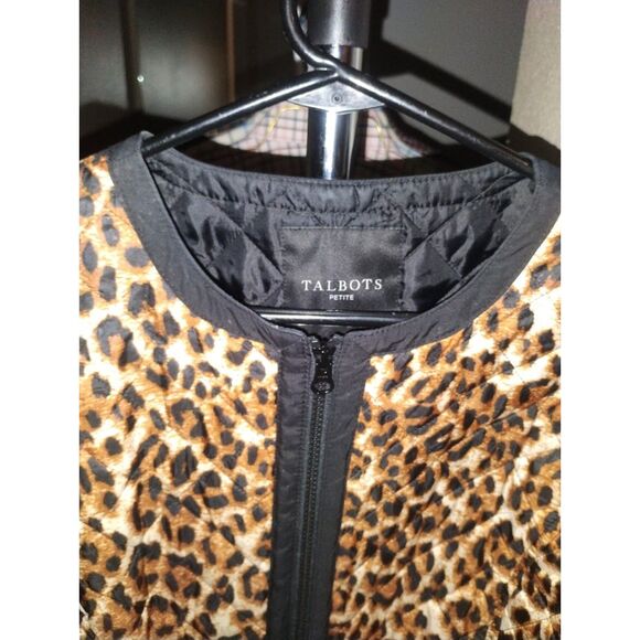 Talbots (PL) Cheetah Print Quilted Lightweight Spring Jacket Mob Wife - Picture 4 of 6